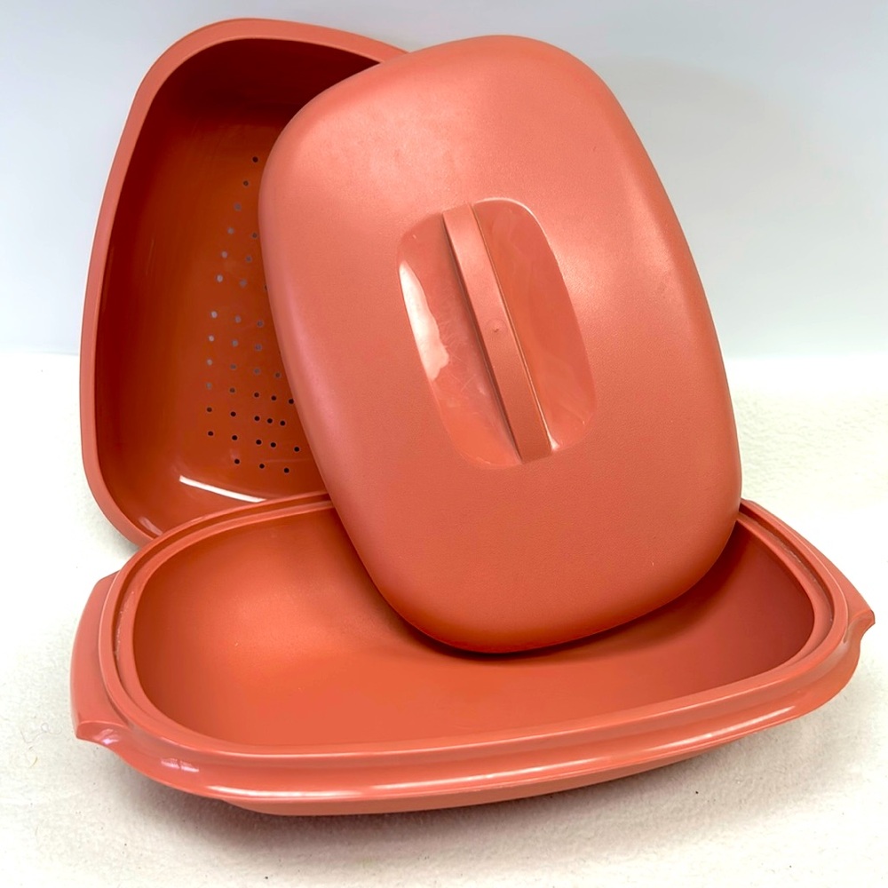 Vintage 80’s  dusty rose 6 cup 3 piece Tupperware divided  steamer